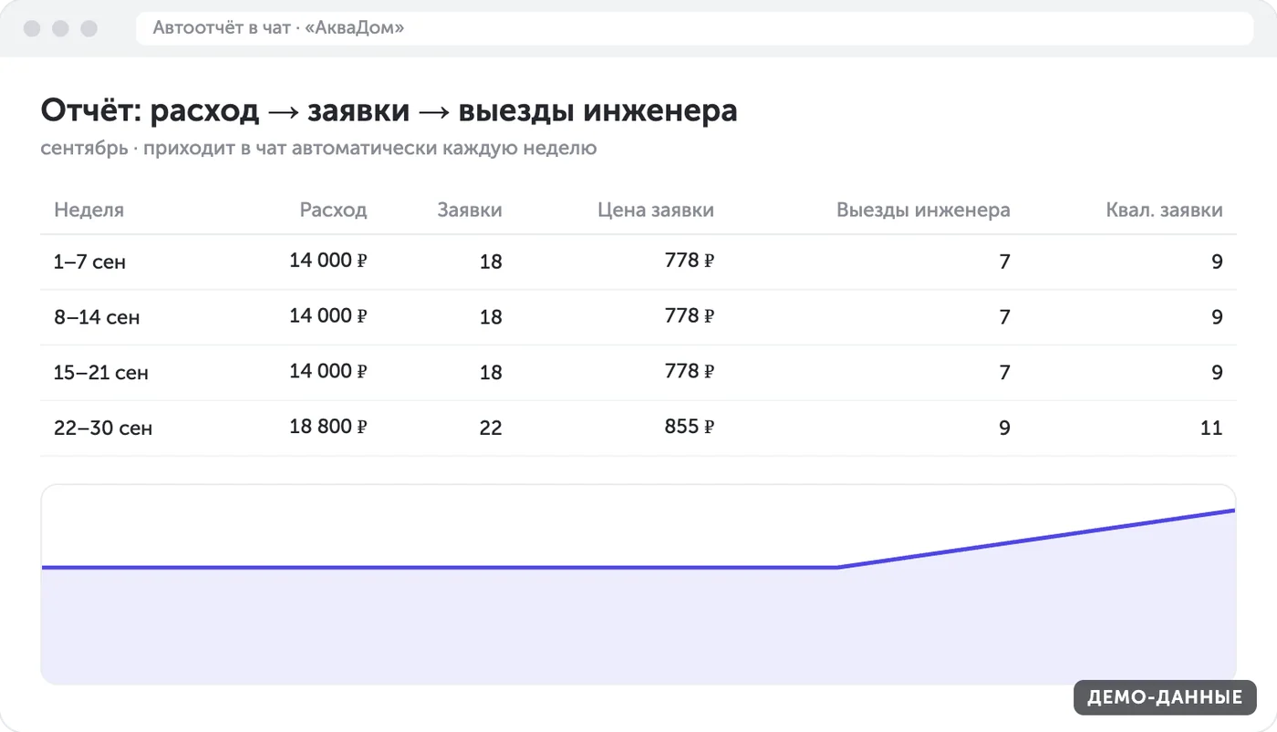 Отчёт: два источника заявок (демо-данные)